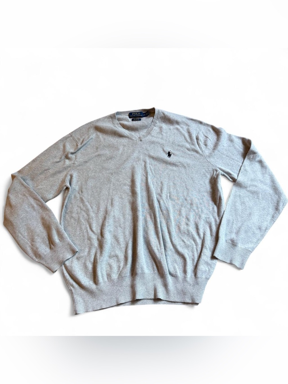 Ralph Lauren Light Gray V-Neck Pullover Sweater